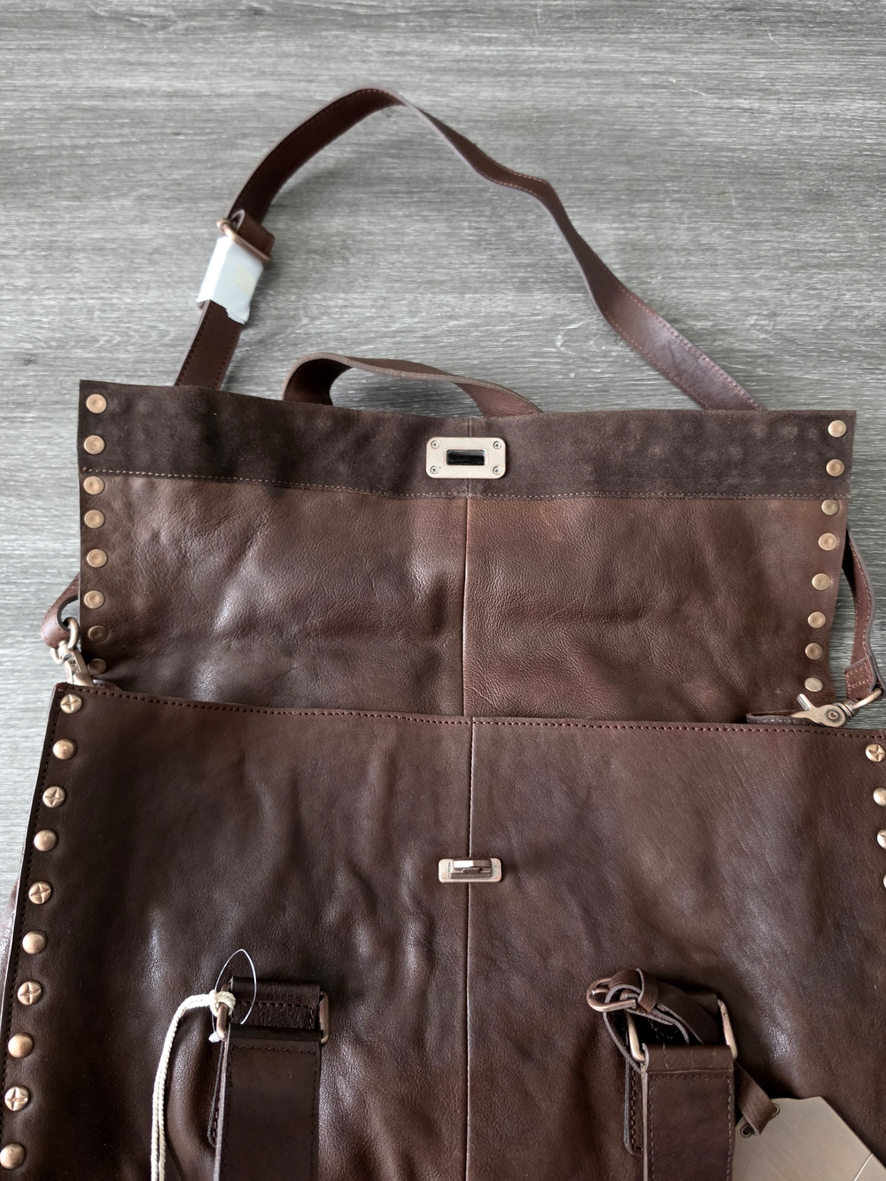 WE THE FREE 'Shay' Studded Leather Satchel Tote Bag - Dark Brown - Picture 4 of 8